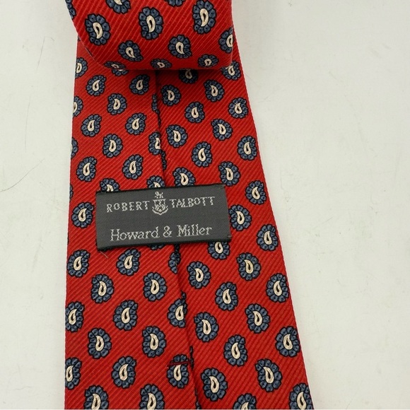 Robert Talbott Paisley Silk Tie Mens Red Blue Necktie 3.5x58 Textured - Picture 3 of 4